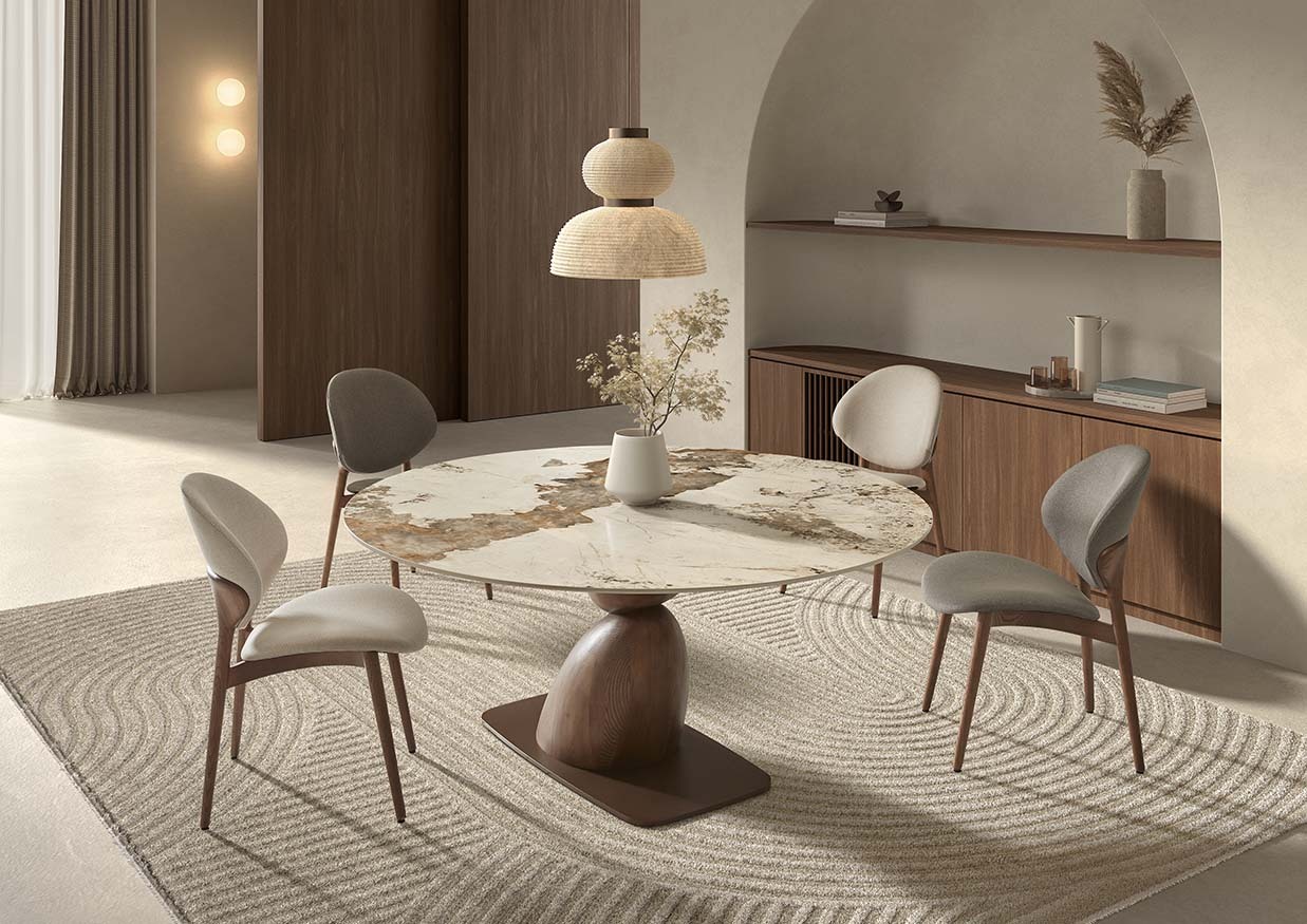 Talia round table 160 cm ceramic Elysium Brown Tokyo chairs