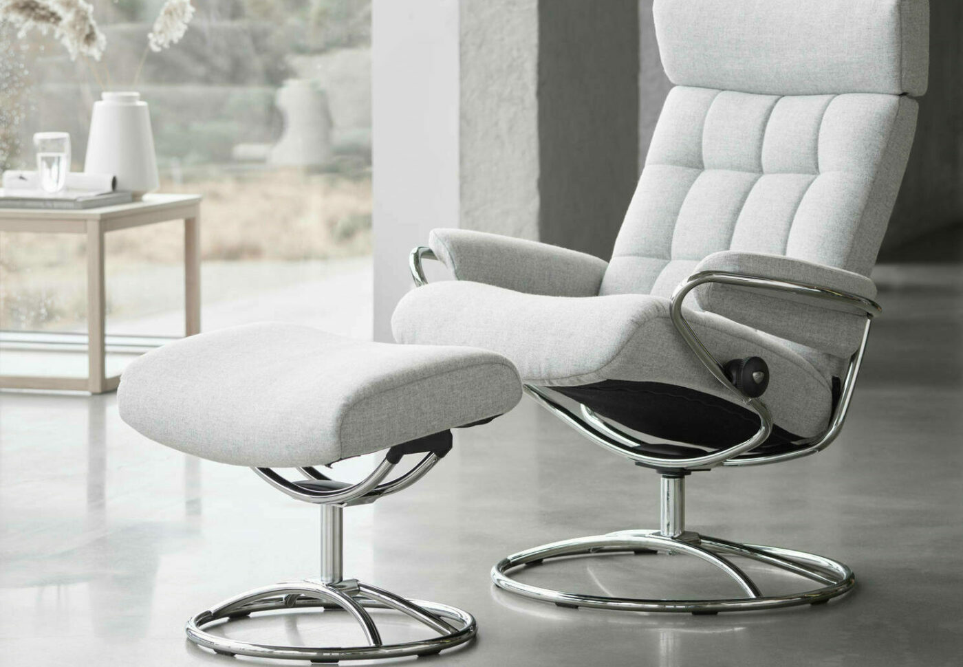 Stressless London Adj Original Clover Light Grey Chrome HF