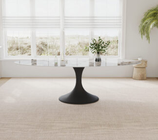 Calise oval table 250 cm ceramic Elysium Marble Brown Black leg 1