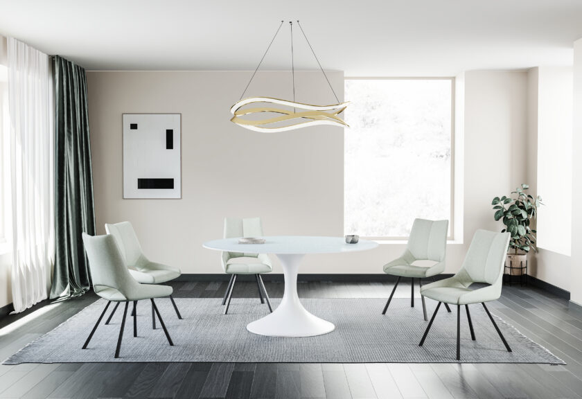 Calise table ronde ronde tafel 160 cm waterglass White pied poot White chaises stoelen Marit bloq Beige 2